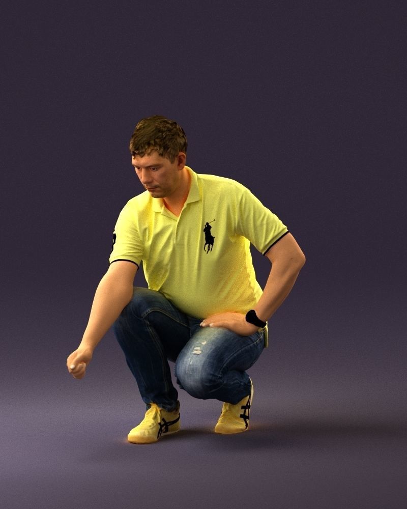 001044 man in yellow polo and shoes 3D Print Ready 3D print model_23