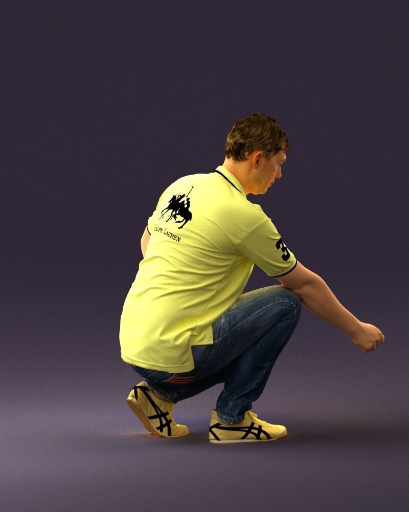 001044 man in yellow polo and shoes 3D Print Ready 3D print model_17