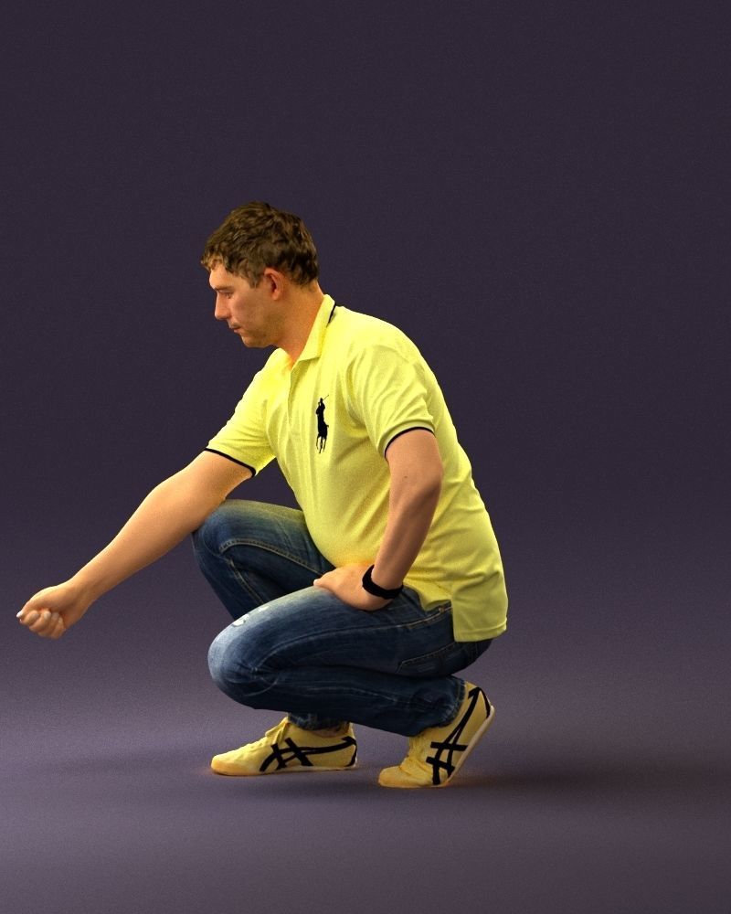 001044 man in yellow polo and shoes 3D Print Ready 3D print model_21