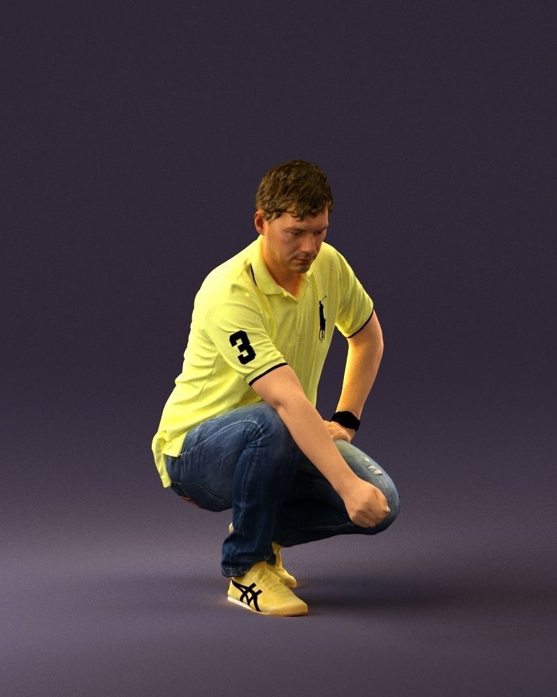 001044 man in yellow polo and shoes 3D Print Ready 3D print model_15