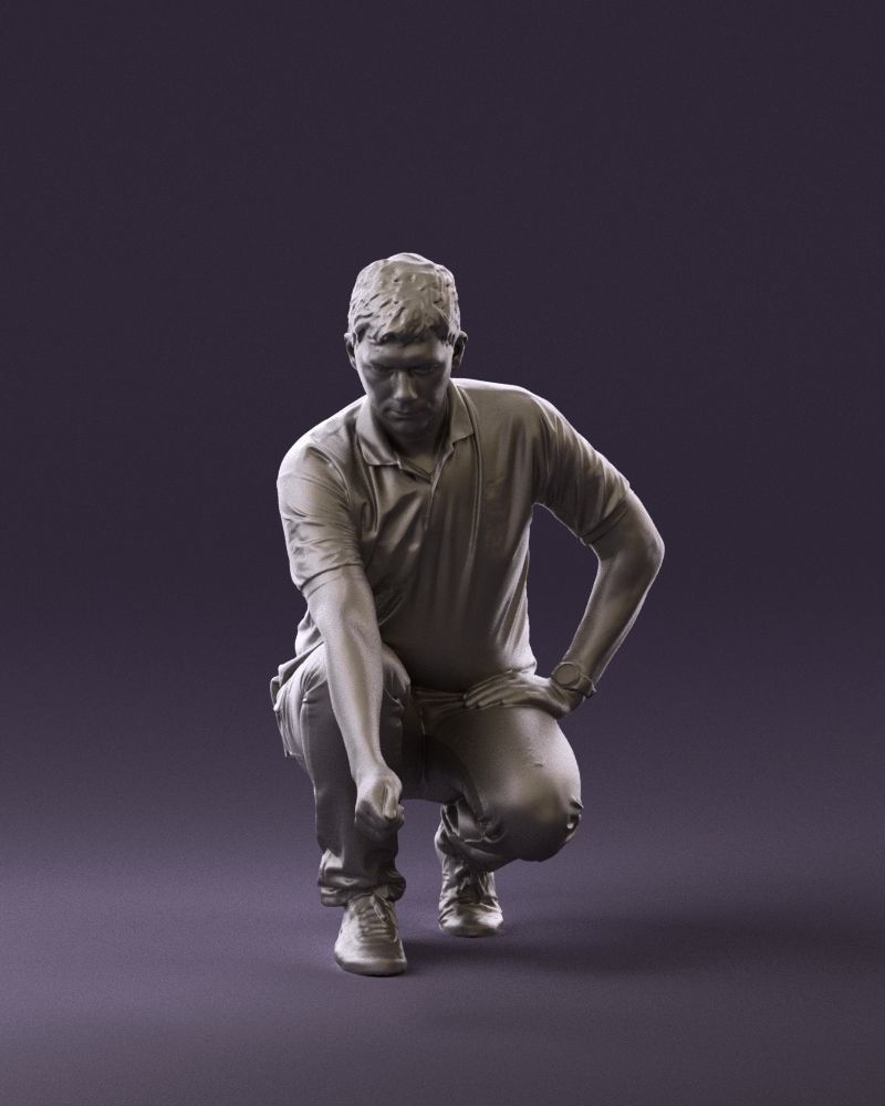 001044 man in yellow polo and shoes 3D Print Ready 3D print model_2