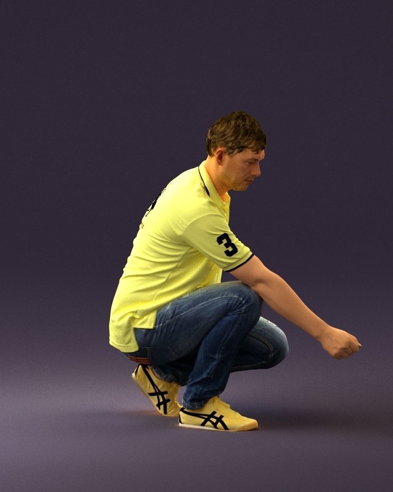001044 man in yellow polo and shoes 3D Print Ready 3D print model_16