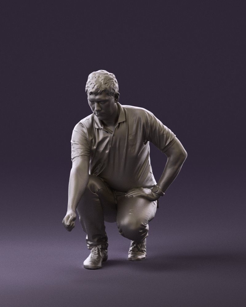001044 man in yellow polo and shoes 3D Print Ready 3D print model_1
