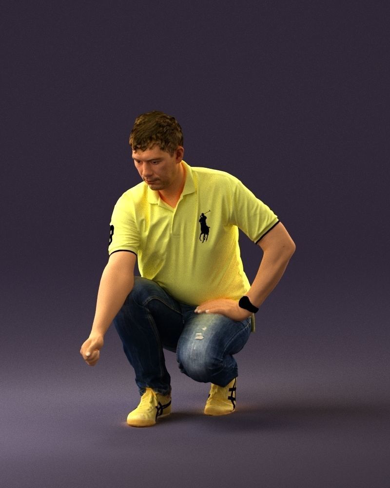 001044 man in yellow polo and shoes 3D Print Ready 3D print model_12