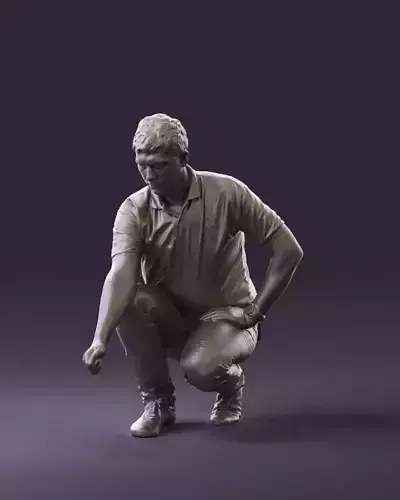 001044 man in yellow polo and shoes 3D Print Ready