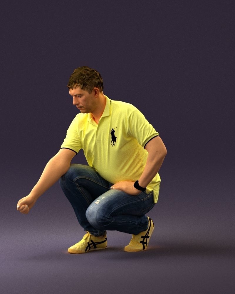 001044 man in yellow polo and shoes 3D Print Ready 3D print model_22