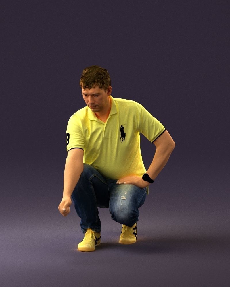 001044 man in yellow polo and shoes 3D Print Ready 3D print model_13