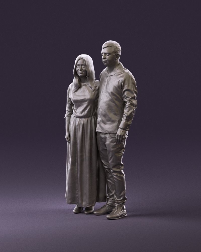 001045 man in tshirt jeans blonde woman in dress 3D print Ready 3D print model_10