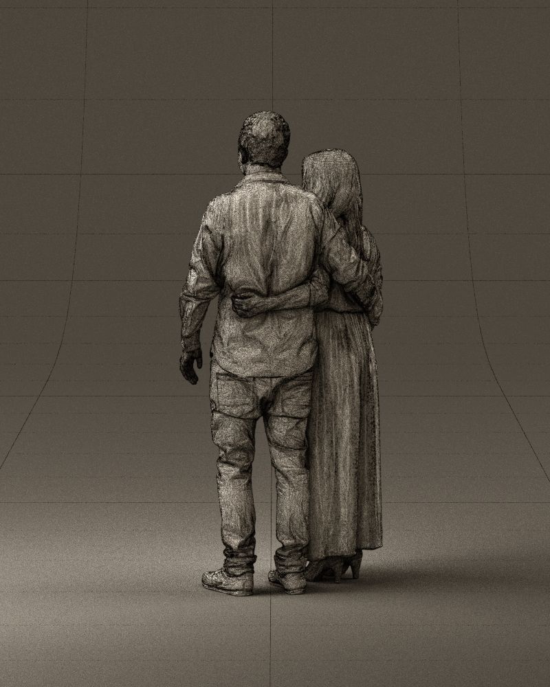 001045 man in tshirt jeans blonde woman in dress 3D print Ready 3D print model_31