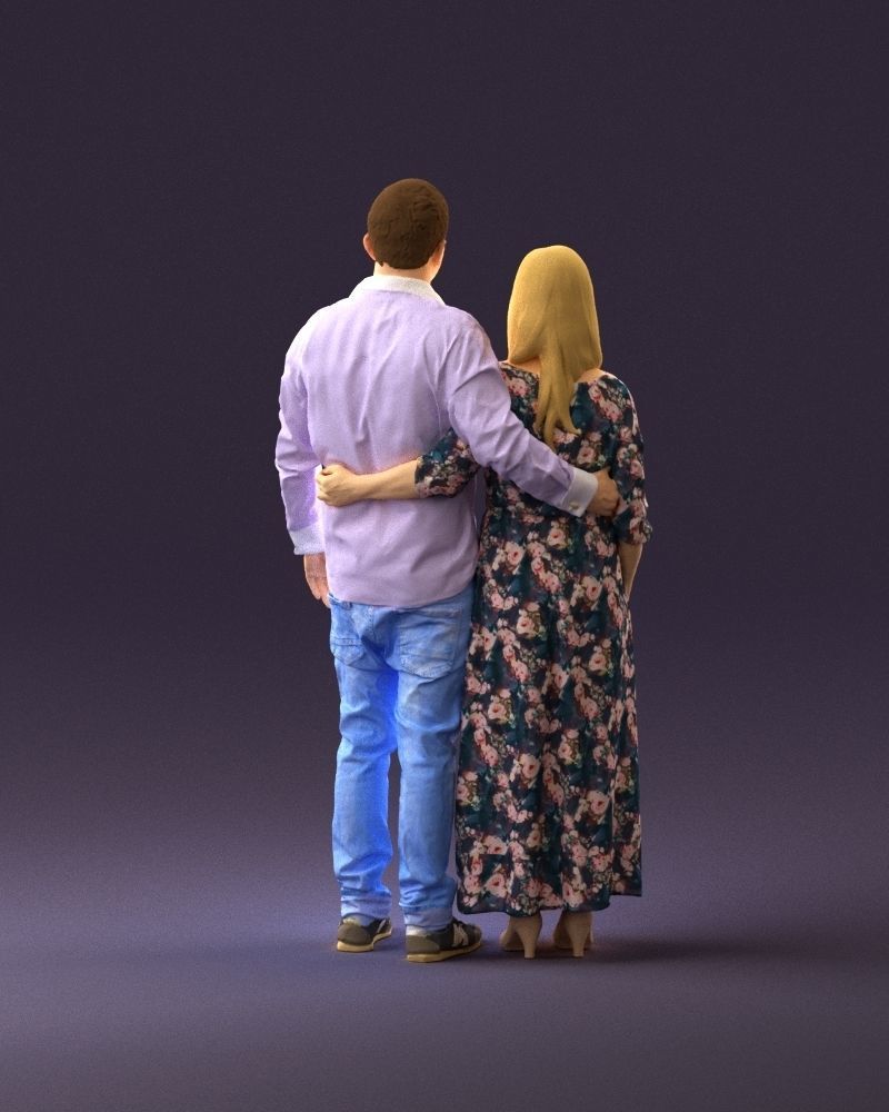 001045 man in tshirt jeans blonde woman in dress 3D print Ready 3D print model_18