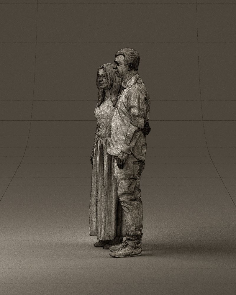 001045 man in tshirt jeans blonde woman in dress 3D print Ready 3D print model_33