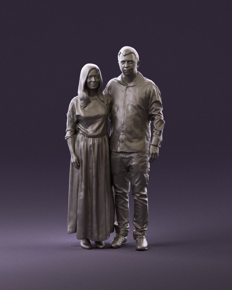 001045 man in tshirt jeans blonde woman in dress 3D print Ready 3D print model_1