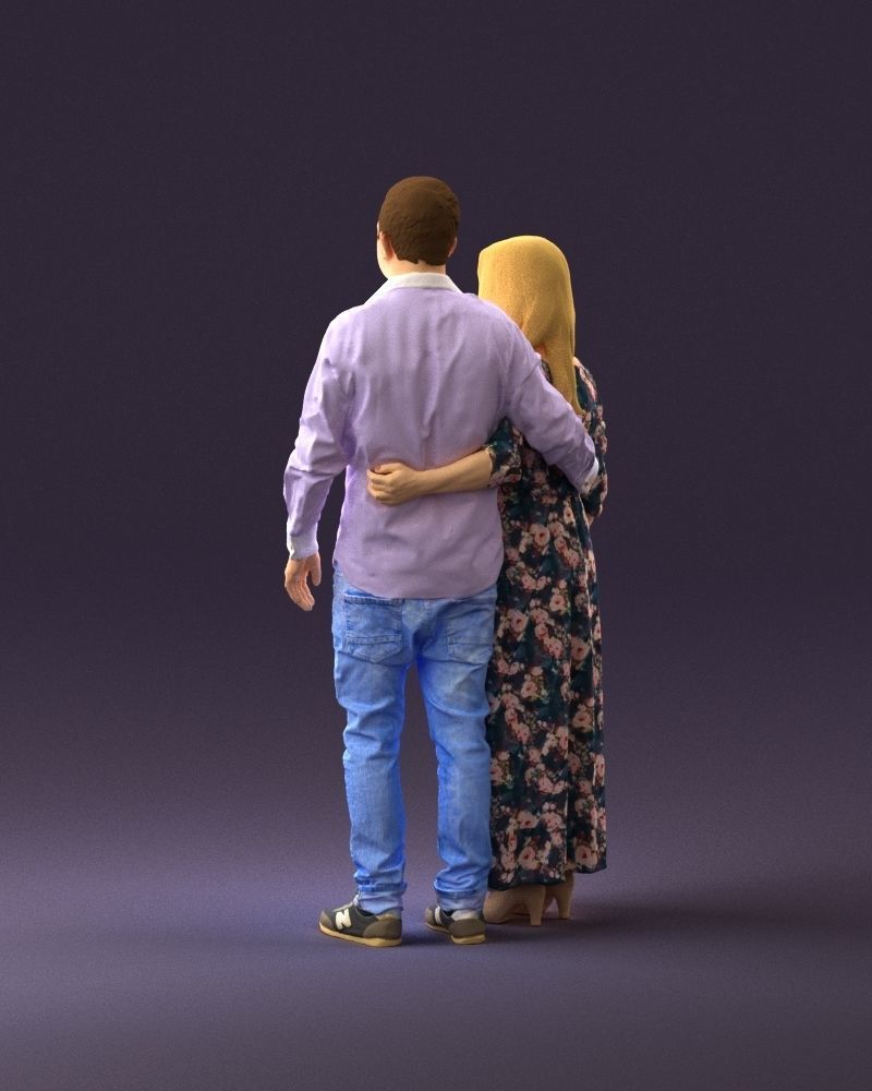 001045 man in tshirt jeans blonde woman in dress 3D print Ready 3D print model_19