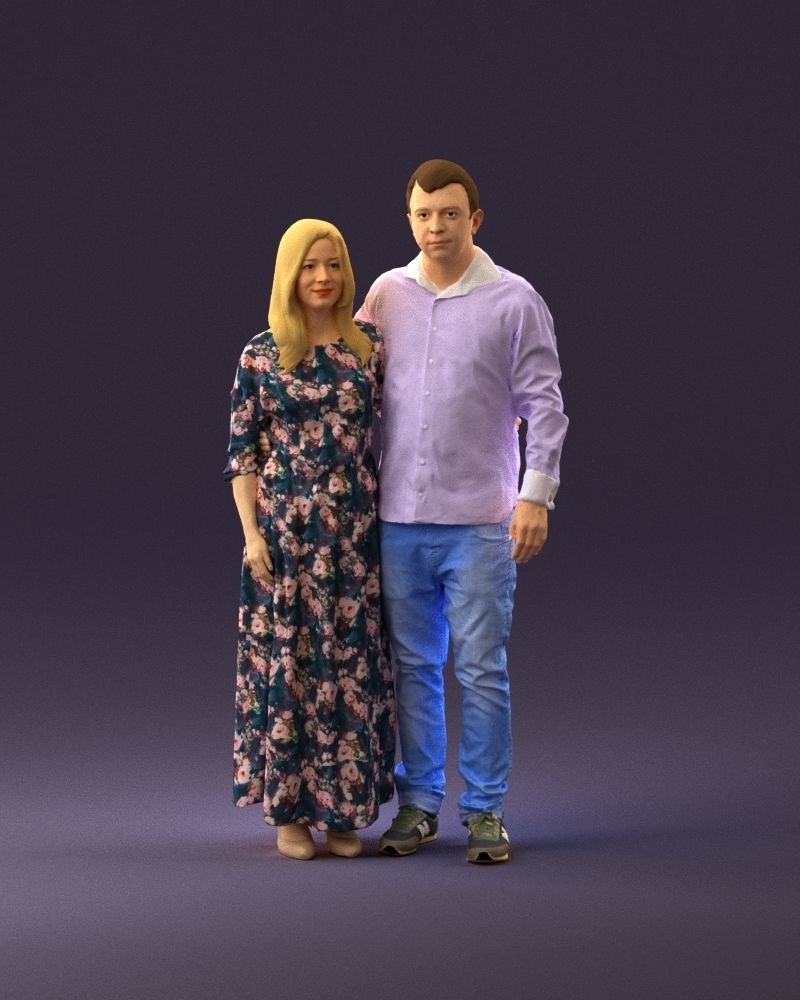 001045 man in tshirt jeans blonde woman in dress 3D print Ready 3D print model_13