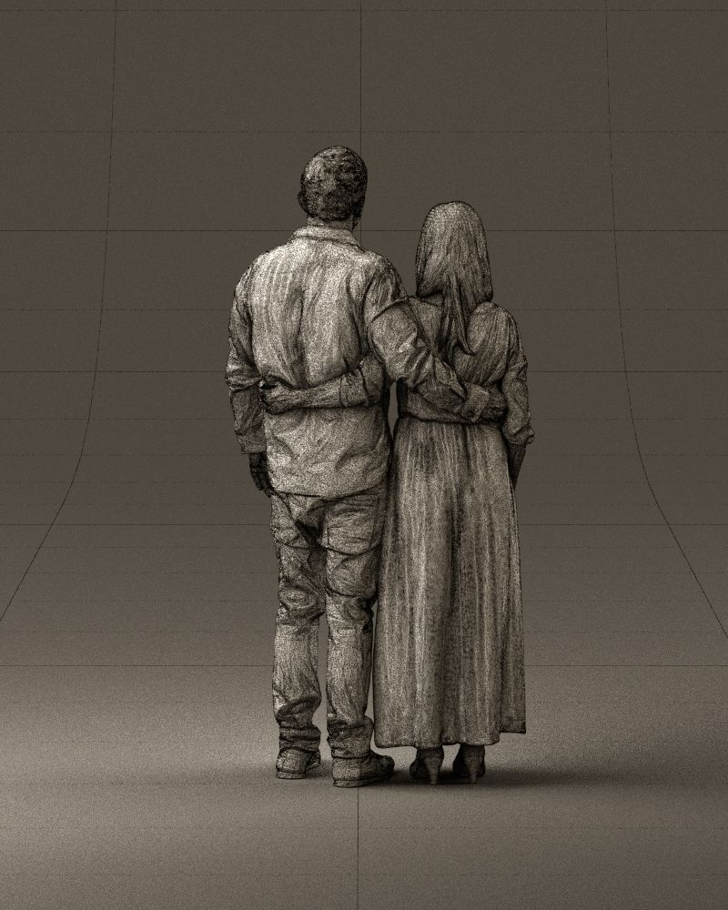 001045 man in tshirt jeans blonde woman in dress 3D print Ready 3D print model_30