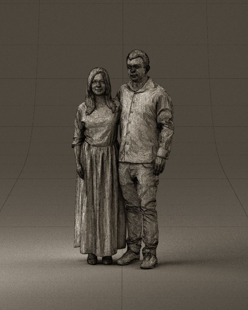 001045 man in tshirt jeans blonde woman in dress 3D print Ready 3D print model_35