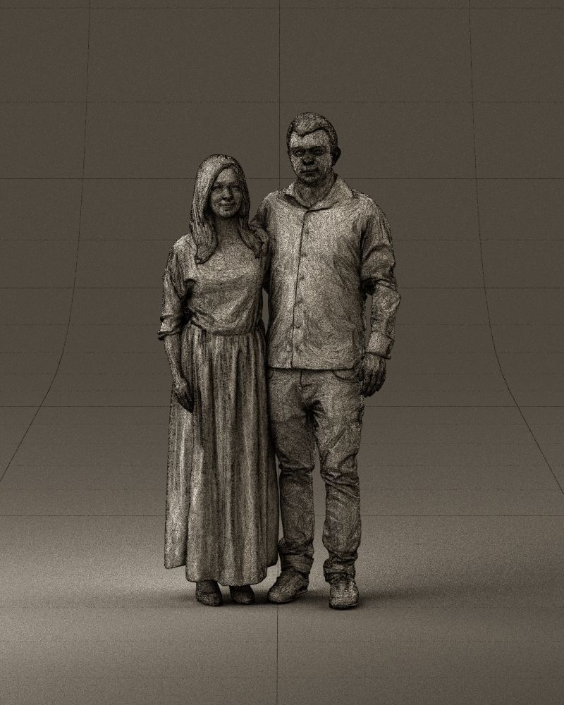 001045 man in tshirt jeans blonde woman in long 3D model_25