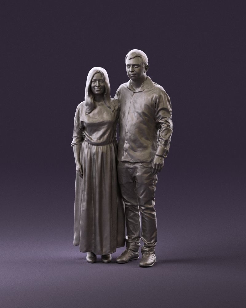 001045 man in tshirt jeans blonde woman in long 3D model_23