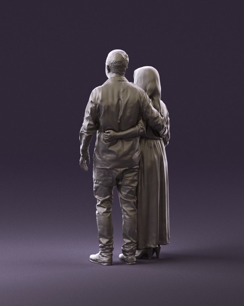 001045 man in tshirt jeans blonde woman in long 3D model_19