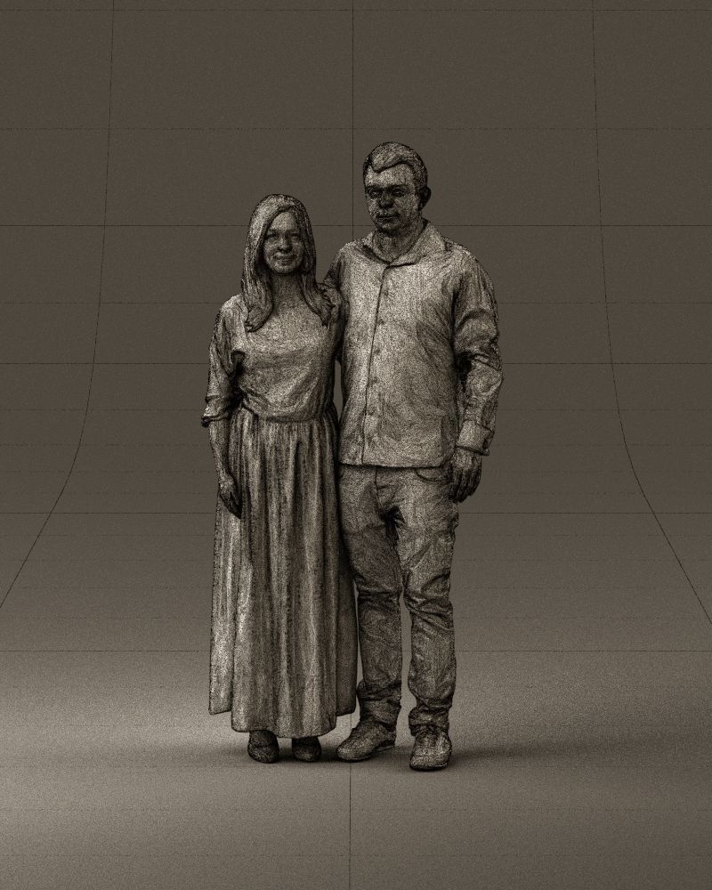 001045 man in tshirt jeans blonde woman in long 3D model_24