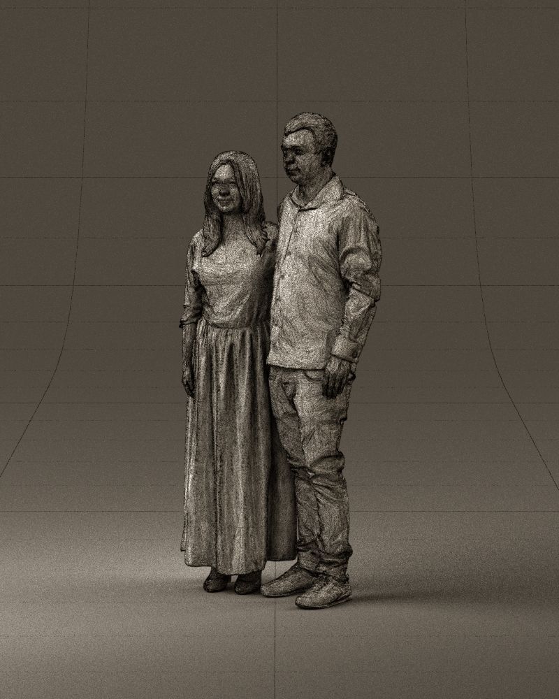 001045 man in tshirt jeans blonde woman in long 3D model_34