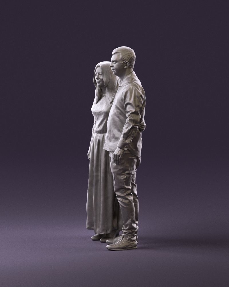 001045 man in tshirt jeans blonde woman in long 3D model_21