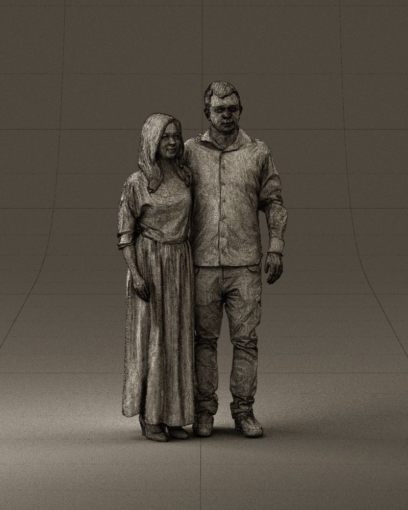 001045 man in tshirt jeans blonde woman in long 3D model_26