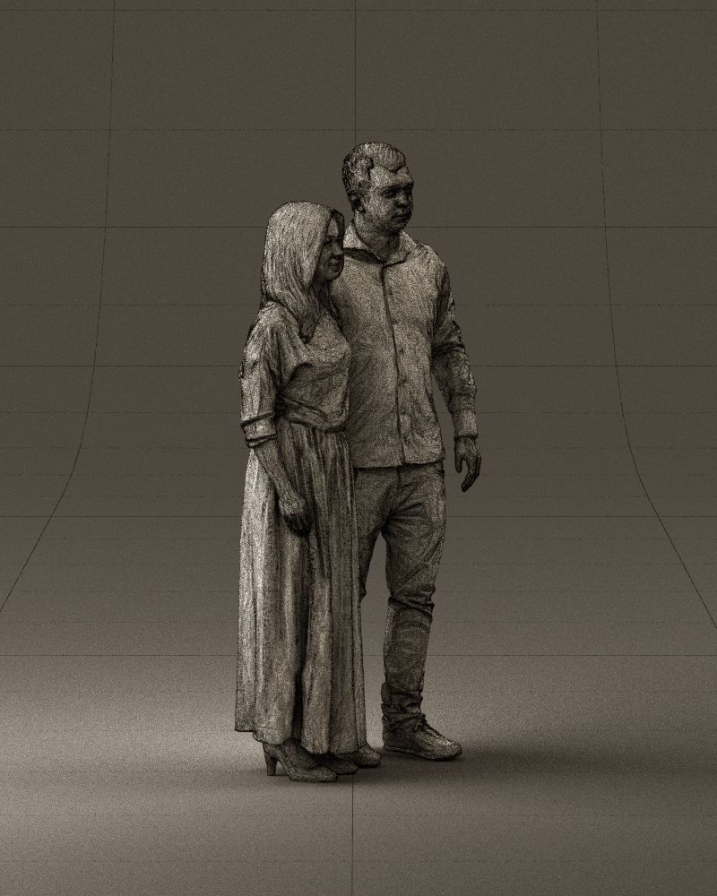 001045 man in tshirt jeans blonde woman in long 3D model_27