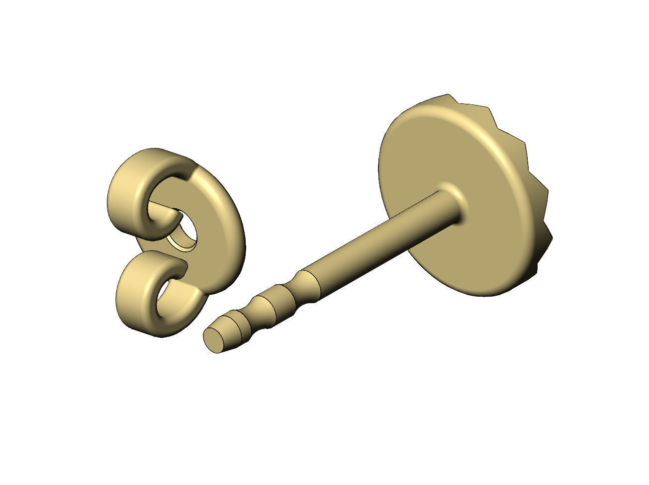 Faceted coin stud earring 3D print model_5