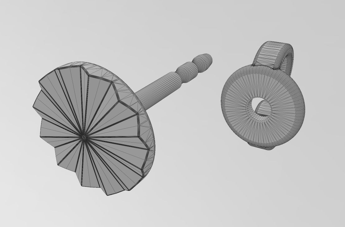 Faceted coin stud earring 3D print model_11