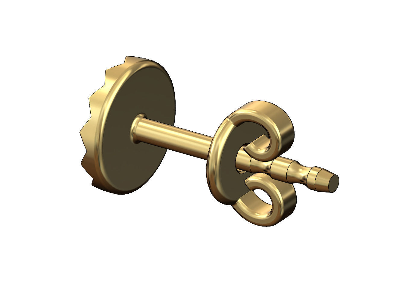 Faceted coin stud earring 3D print model_3