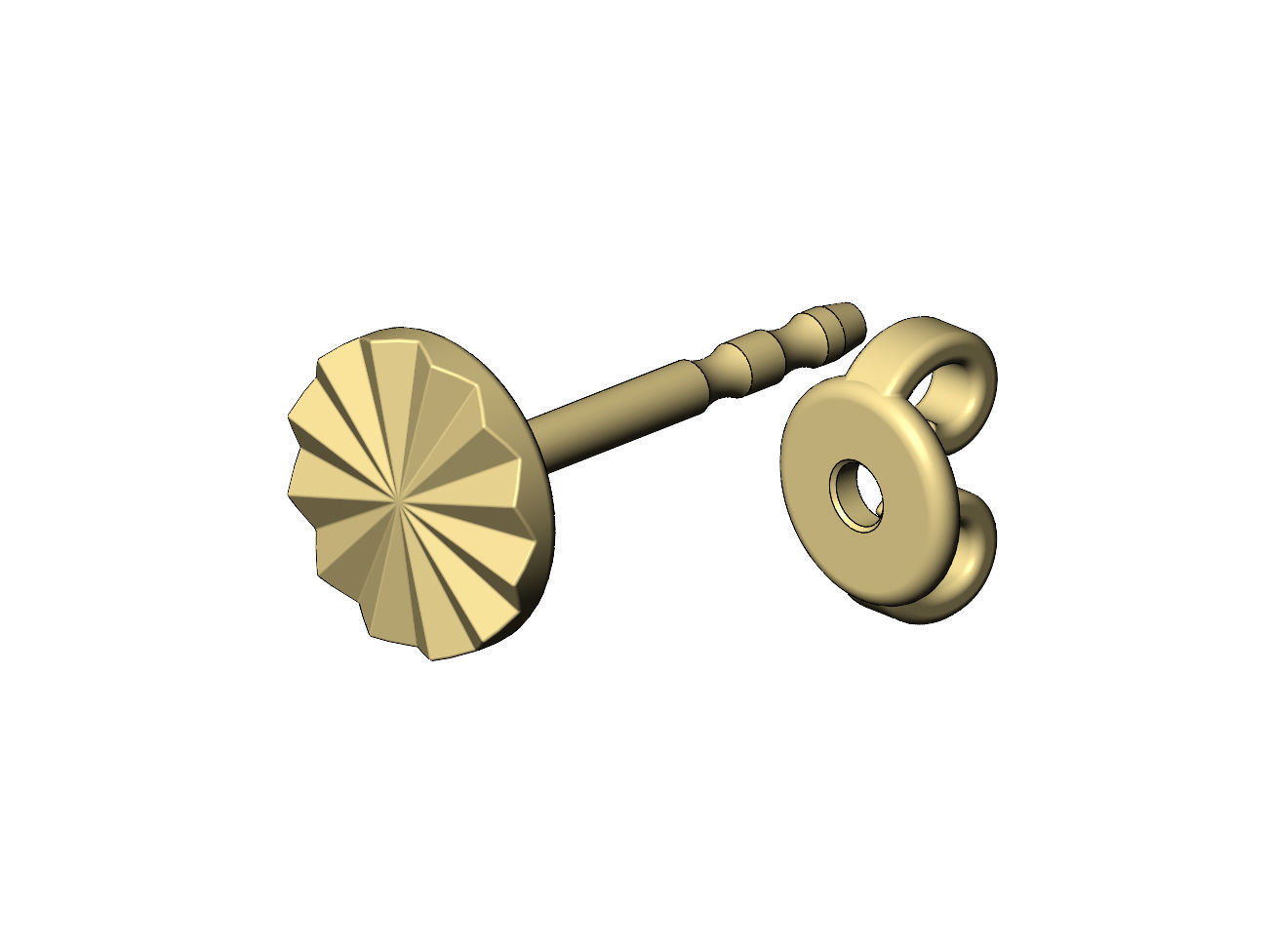 Faceted coin stud earring 3D print model_4