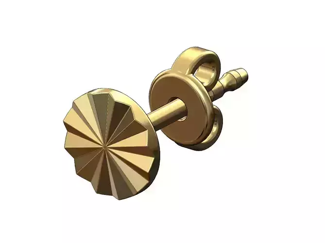 Faceted coin stud earring