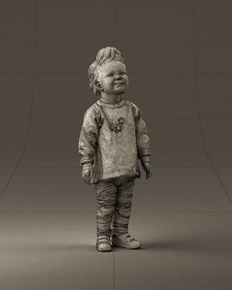 001046 little blonde kid in white 3D Print Ready 3D print model_26