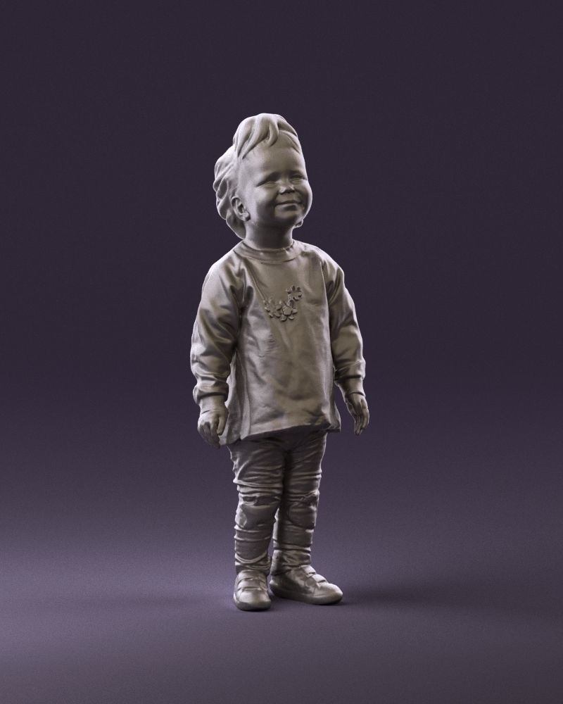 001046 little blonde kid in white 3D Print Ready 3D print model_2