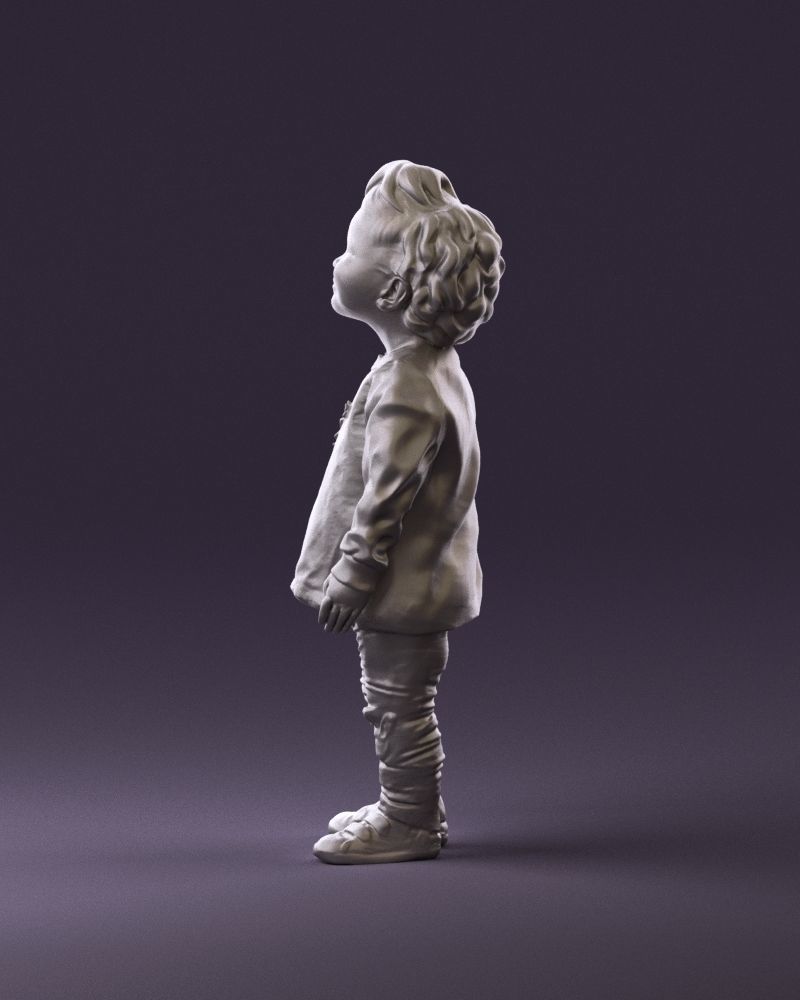 001046 little blonde kid in white 3D Print Ready 3D print model_8