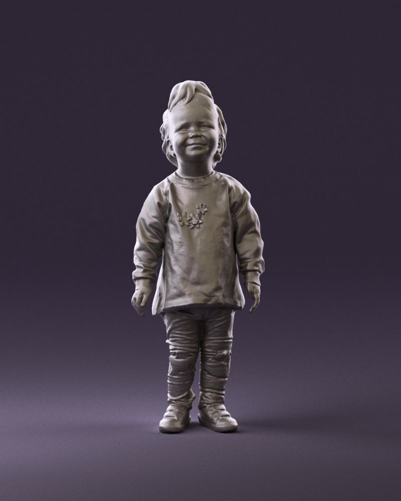 001046 little blonde kid in white 3D Print Ready 3D print model_1