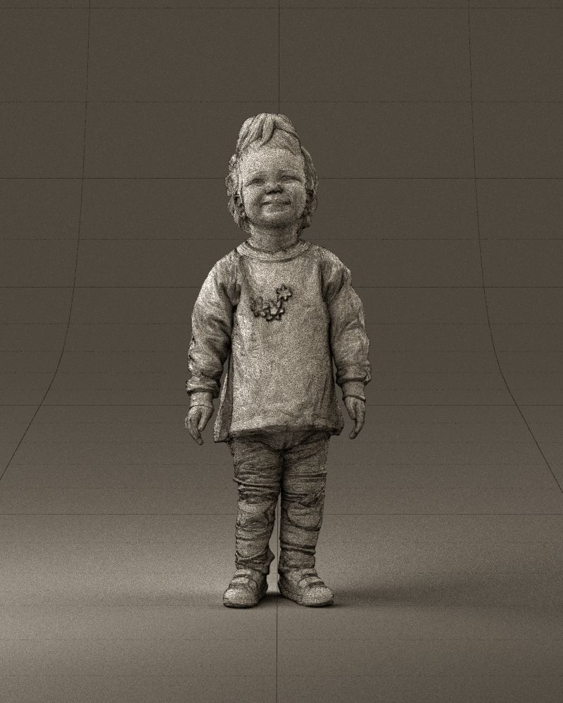 001046 little blonde kid in white 3D Print Ready 3D print model_25