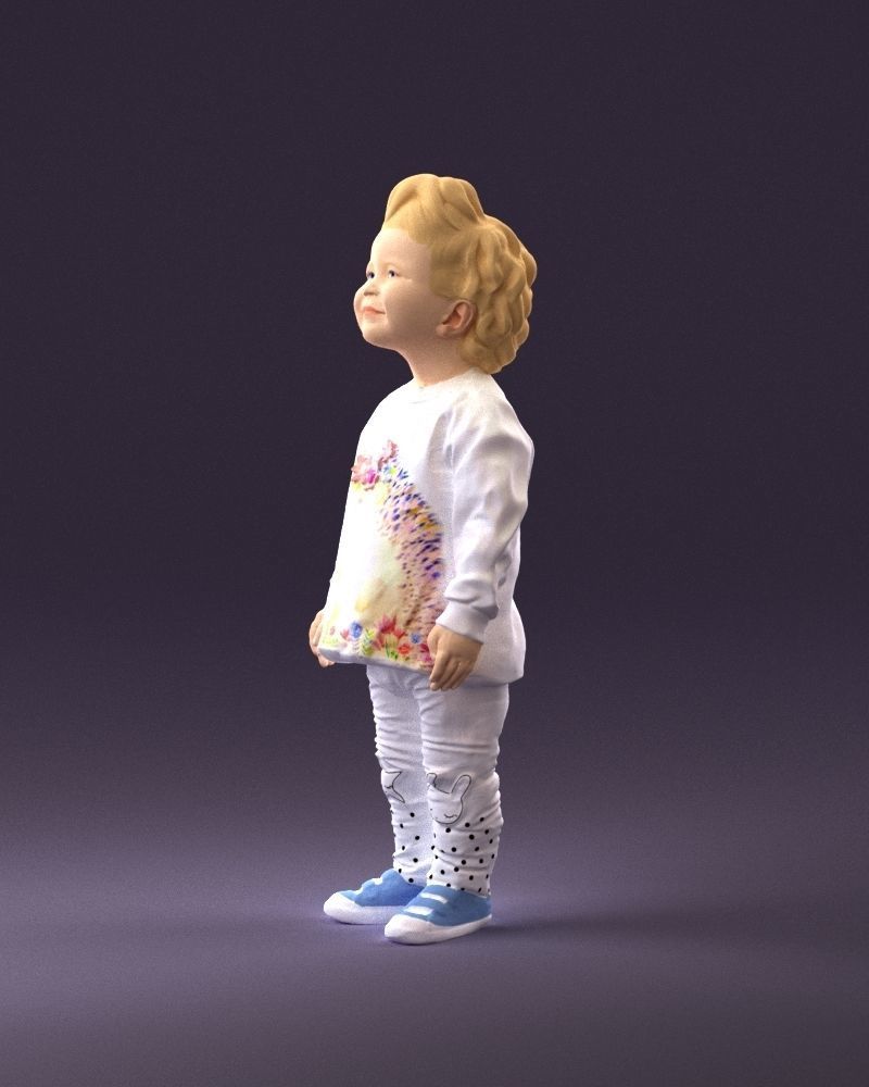 001046 little blonde kid in white 3D Print Ready 3D print model_21