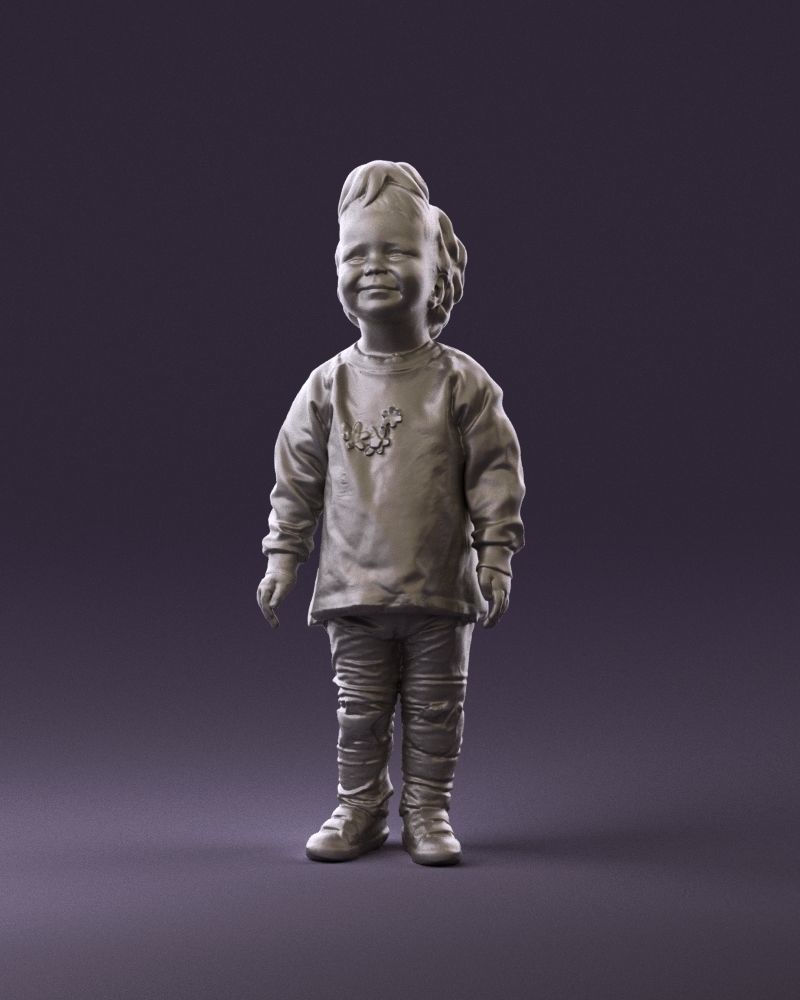 001046 little blonde kid in white 3D Print Ready 3D print model_11