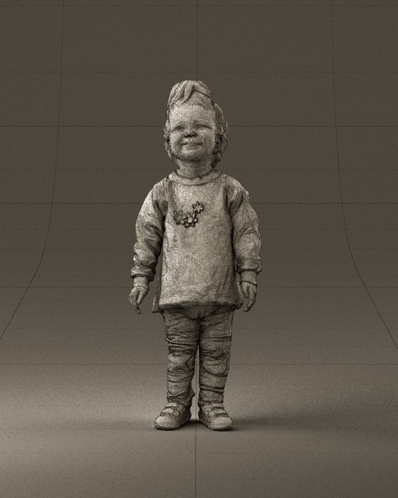 001046 little blonde kid in white 3D Print Ready 3D print model_24