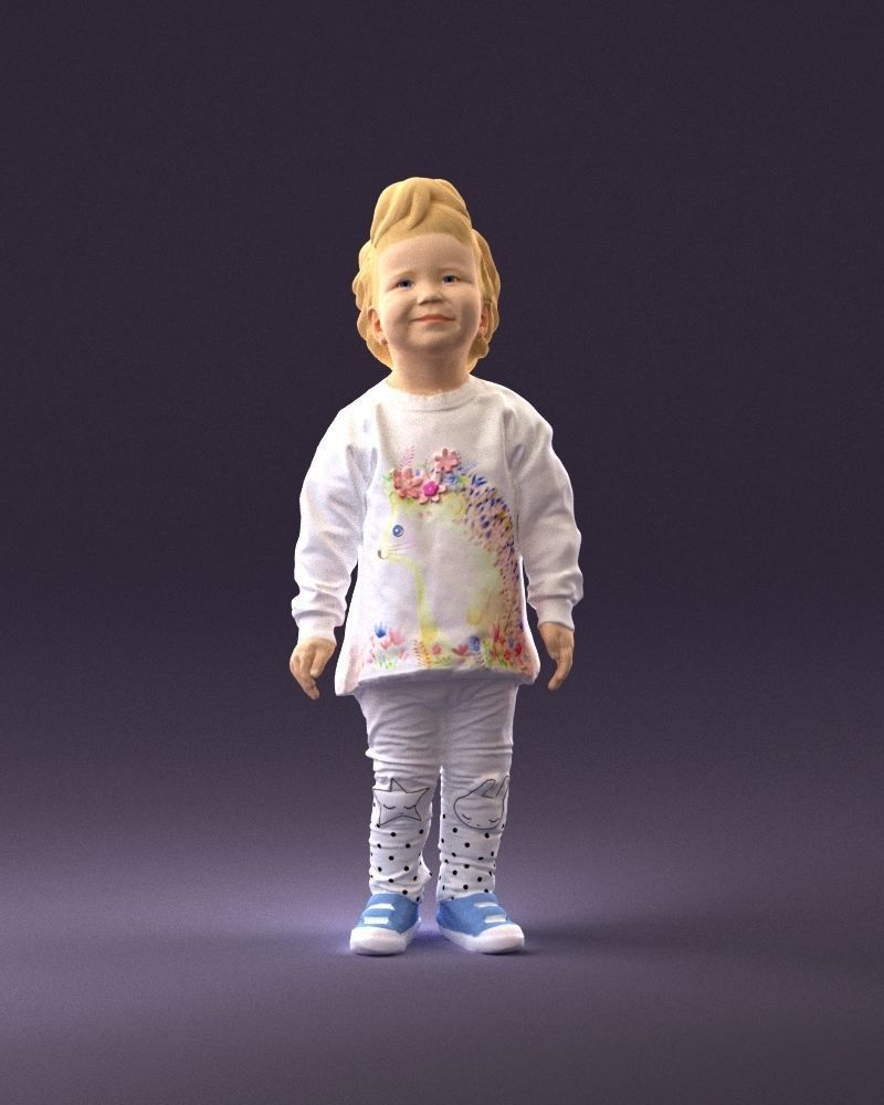 001046 little blonde kid in white 3D Print Ready 3D print model_13