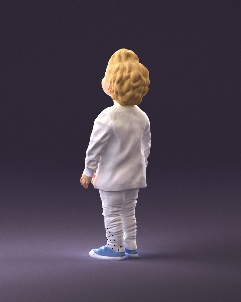 001046 little blonde kid in white 3D Print Ready 3D print model_19