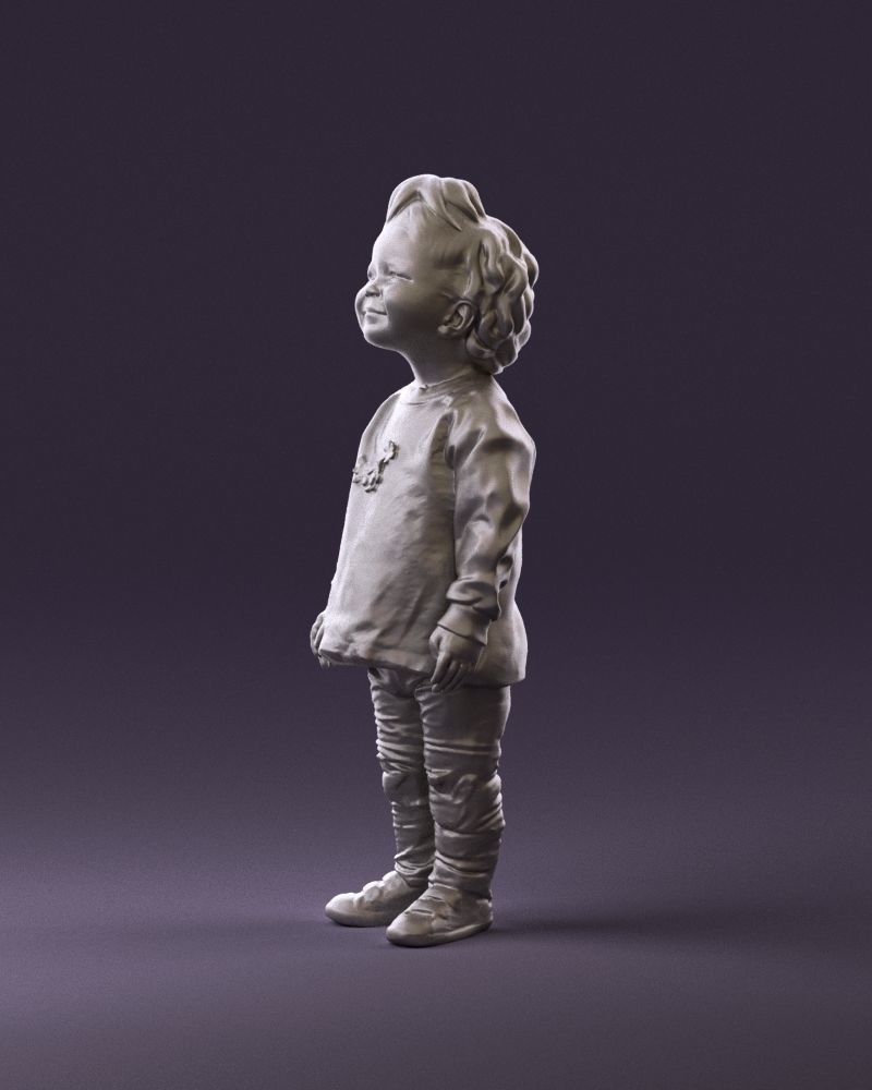 001046 little blonde kid in white 3D Print Ready 3D print model_9