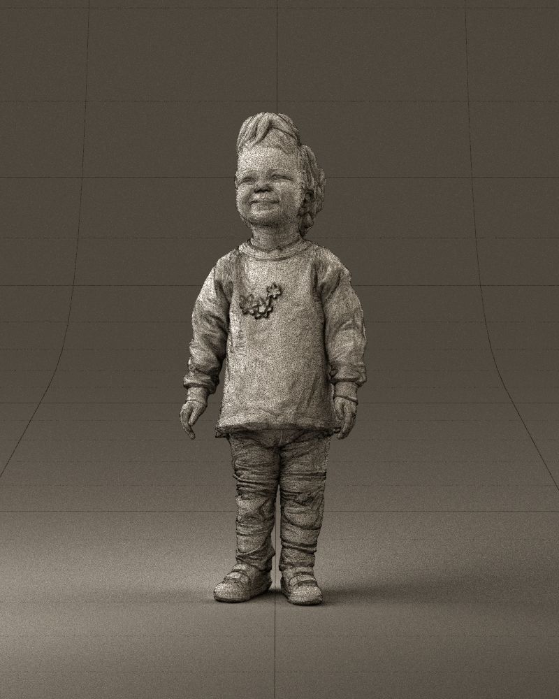 001046 little blonde kid in white 3D Print Ready 3D print model_35
