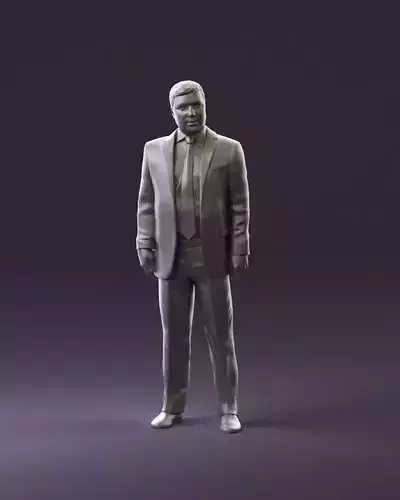 001047 serious businesman in blue suit 3D Print Ready