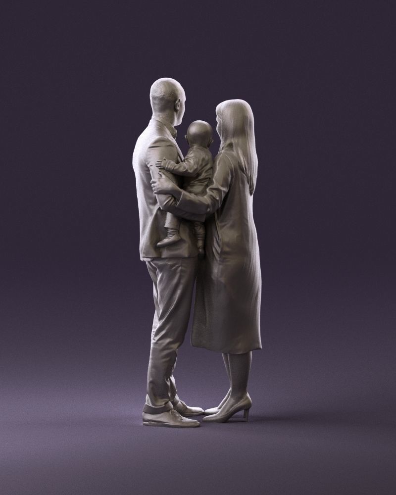 001048  man in gray suit woman in black baby 3D model_18