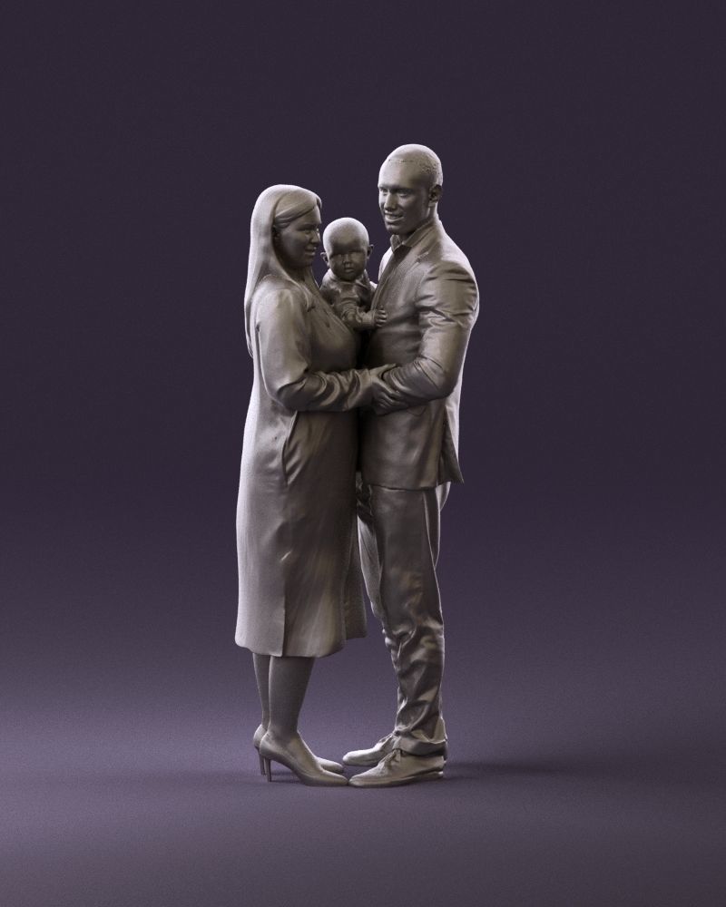 001048  man in gray suit woman in black baby 3D model_13