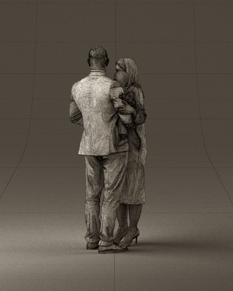 001048  man in gray suit woman in black baby 3D model_31