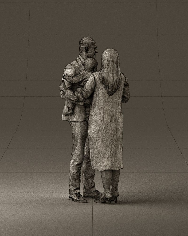 001048 man in gray suit woman in black baby 3D Print Ready 3D print model_29